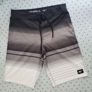 O'Neill Men's Size 29 Black Grey Lennox Gradient Striped Stretch Board Shorts